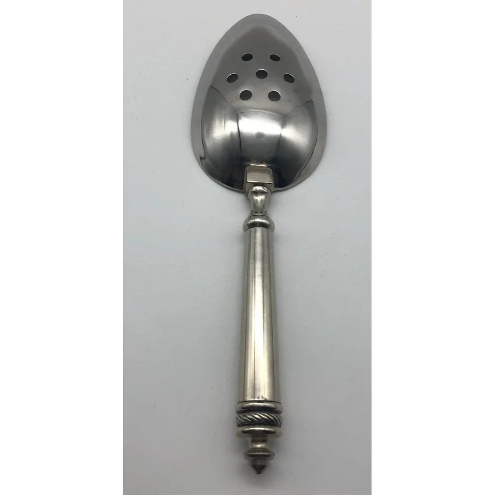 Pottery Barn Thurston Serving Slotted Spoon Silver Chrome w/Box